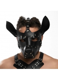 Черная кожаная маска «Собака» - Crazy Handmade - купить с доставкой в Ачинске