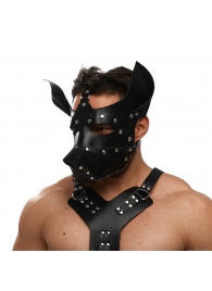 Черная кожаная маска «Собака» - Crazy Handmade - купить с доставкой в Ачинске