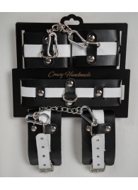 Набор фиксаторов из черной и белой натуральной кожи - Crazy Handmade - купить с доставкой в Ачинске