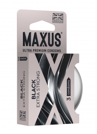 Черные утолщенные презервативы MAXUS Extra Strong с железным кейсом - 3 шт. - Maxus - купить с доставкой в Ачинске