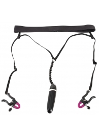 Женские вибростринги с зажимами для половых губ Spreader String with Vibrator - Orion - купить с доставкой в Ачинске