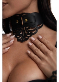 Фигурный чокер с узорами и золотистой фурнитурой - Crazy Handmade - купить с доставкой в Ачинске