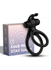Черное эрекционное виброкольцо с подхватом мошонки Stay Hard - Boys of Toys - в Ачинске купить с доставкой
