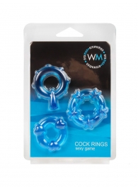 Набор из 3 синих эрекционных колец с различным рельефом - Erowoman-Eroman - в Ачинске купить с доставкой