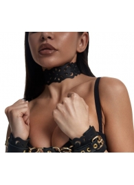 Черный ажурный чокер с золотистой фурнитурой - Crazy Handmade - купить с доставкой в Ачинске