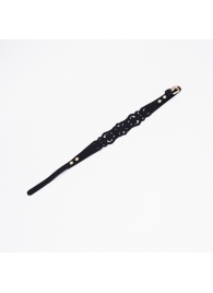 Черный ажурный чокер с золотистой фурнитурой - Crazy Handmade - купить с доставкой в Ачинске