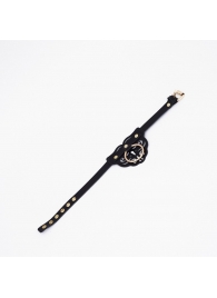 Черный чокер с клепками и золотистой фурнитурой - Crazy Handmade - купить с доставкой в Ачинске