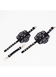 Черный фигурные оковы с золотистой фурнитурой - Crazy Handmade - купить с доставкой в Ачинске