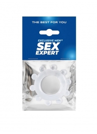 Прозрачное эрекционное кольцо со стимулирующими шариками - Sex Expert - в Ачинске купить с доставкой