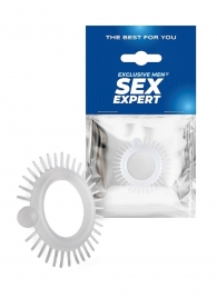 Эластичное эрекционное кольцо с шипиками и шариком - Sex Expert - в Ачинске купить с доставкой