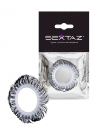 Эластичное эрекционное колечко с черными «ресничками» - Sextaz - в Ачинске купить с доставкой