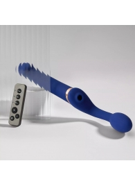 Синий безремневой страпон Multi Orgasm Bendable Strap-On size L с клиторальной стимуляцией - Strap-on-me - купить с доставкой в Ачинске