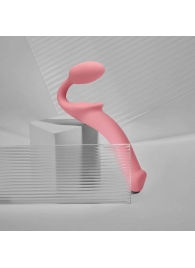 Розовый безремневой страпон Strap-on-me Semi-Realistic Bendable Strap-On size L - Strap-on-me - купить с доставкой в Ачинске