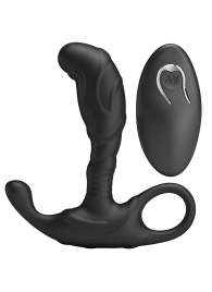 Черный изогнутый массажёр простаты с вибрацией и пультом ДУ - Baile - в Ачинске купить с доставкой