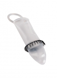 Закрытая насадка на пенис с подхватом мошонки и стимулирующими «ресничками» - Sextaz - в Ачинске купить с доставкой