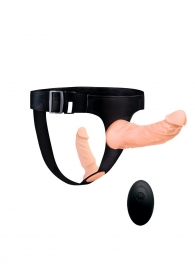 Женский страпон с 2 насадками, вибрацией и пультом ДУ - Erowoman-Eroman - купить с доставкой в Ачинске