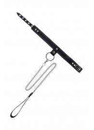 Черный узкий однослойный ошейник с серебристым поводком-цепочкой - Pecado - купить с доставкой в Ачинске