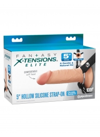 Телесный пустотелый фаллопротез 5’’ Hollow Silicone Strap-On - 14 см. - Pipedream - купить с доставкой в Ачинске