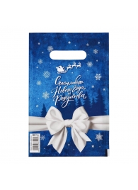 Сине-белый подарочный новогодний пакет с вырубной ручкой (20х30 см) - Сима-Ленд - купить с доставкой в Ачинске