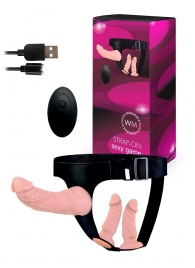 Женский страпон с 3 насадками и вибрацией - Erowoman-Eroman - купить с доставкой в Ачинске