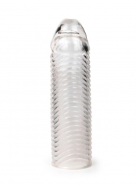 Прозрачная закрытая насадка на пенис с ребрышками - 16 см. - Sex Expert - в Ачинске купить с доставкой