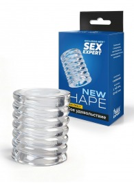 Прозрачная сквозная насадка на пенис с ребрышками - Sex Expert - в Ачинске купить с доставкой