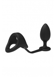 Черное эрекционное кольцо с анальной пробкой Cockstrap With Anal Plug - Dream Toys - в Ачинске купить с доставкой