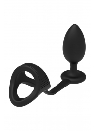 Черное эрекционное кольцо с анальной пробкой Cockstrap With Anal Plug - Dream Toys - в Ачинске купить с доставкой