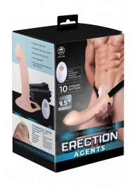 Телесный полый страпон с вибрацией Erection Agents - 24,1 см. - NMC - купить с доставкой в Ачинске