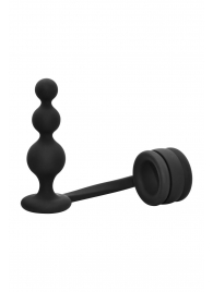 Черное эрекционное кольцо с анальной елочкой Cockring With Beaded Anal Plug - Dream Toys - в Ачинске купить с доставкой