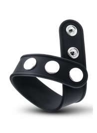 Черное эрекционное кольцо на кнопках - Blush Novelties - в Ачинске купить с доставкой