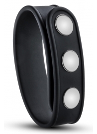 Черное эрекционное кольцо на кнопках - Blush Novelties - в Ачинске купить с доставкой