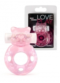 Розовое эрекционное виброкольцо в форме мишки - 1137 - в Ачинске купить с доставкой