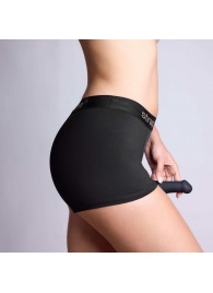 Черные трусики-боксеры для фиксации насадок Strap-on-me Harness Lingerie Allure - size M - Strap-on-me - купить с доставкой в Ачинске