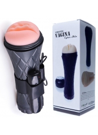 Телесный мастурбатор-вагина в черной колбе с вибрацией - Boys of Toys - в Ачинске купить с доставкой