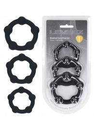 Набор из 3 эрекционных колец Beaded Silicone Cockring Set - Shots Media BV - в Ачинске купить с доставкой