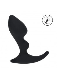 Черная анальная пробка для массажа простаты Double Ripple Silicone Prostate Massager - Shots Media BV - в Ачинске купить с доставкой