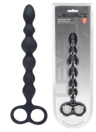 Черная анальная цепочка Beaded Silicone Anal Probe with Double Loop - 24 см. - Shots Media BV