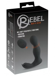 Черная анальная пробка с вибрацией, вращением и пультом ДУ RC Butt Plug with 2 Functions - Orion - в Ачинске купить с доставкой