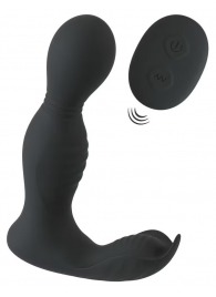 Черная анальная пробка с вибрацией, вращением и пультом ДУ RC Butt Plug with 2 Functions - Orion - в Ачинске купить с доставкой