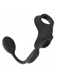 Черное виброкольцо с анальной пробкой Cock Ring with RC Butt Plug - Orion - в Ачинске купить с доставкой