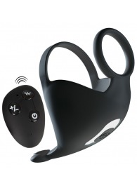 Черная вибронасадка для эрекции и стимуляции мошонки Cock ring with RC ball massager - Orion - в Ачинске купить с доставкой