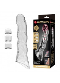 Прозрачный фаллоудлинитель с 3 вставками - 28 см. - Baile - в Ачинске купить с доставкой