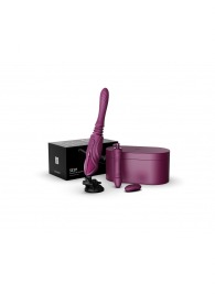 Фиолетовая секс-машина с функцией нагрева, насадками и присоской Sesh - Zalo - купить с доставкой в Ачинске