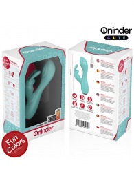 Аквамариновый мини-вибратор типа ’’кролик’’ с режимом постукивания - 12,5 см. - Oninder