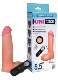 Фаллическая насадка Харнесс UNICOCK 5,5  с вибрацией - 17 см. - LOVETOY (А-Полимер) - купить с доставкой в Ачинске