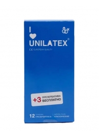 Классические презервативы Unilatex Natural Plain - 12 шт. + 3 шт. в подарок - Unilatex - купить с доставкой в Ачинске