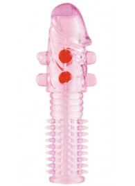 Гелевая розовая насадка с шариками и шипами - 14 см. - ToyFa - в Ачинске купить с доставкой