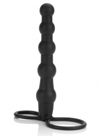 Насадка на пенис для двойного проникновения Silicone Beaded Double Rider - 14 см. - California Exotic Novelties - в Ачинске купить с доставкой