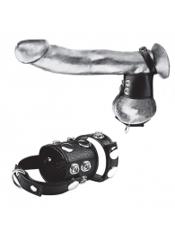 Утяжка на пенис и мошонку Cock Ring With 1.5  Ball Stretcher And Optional Weight Ring - BlueLine - купить с доставкой в Ачинске